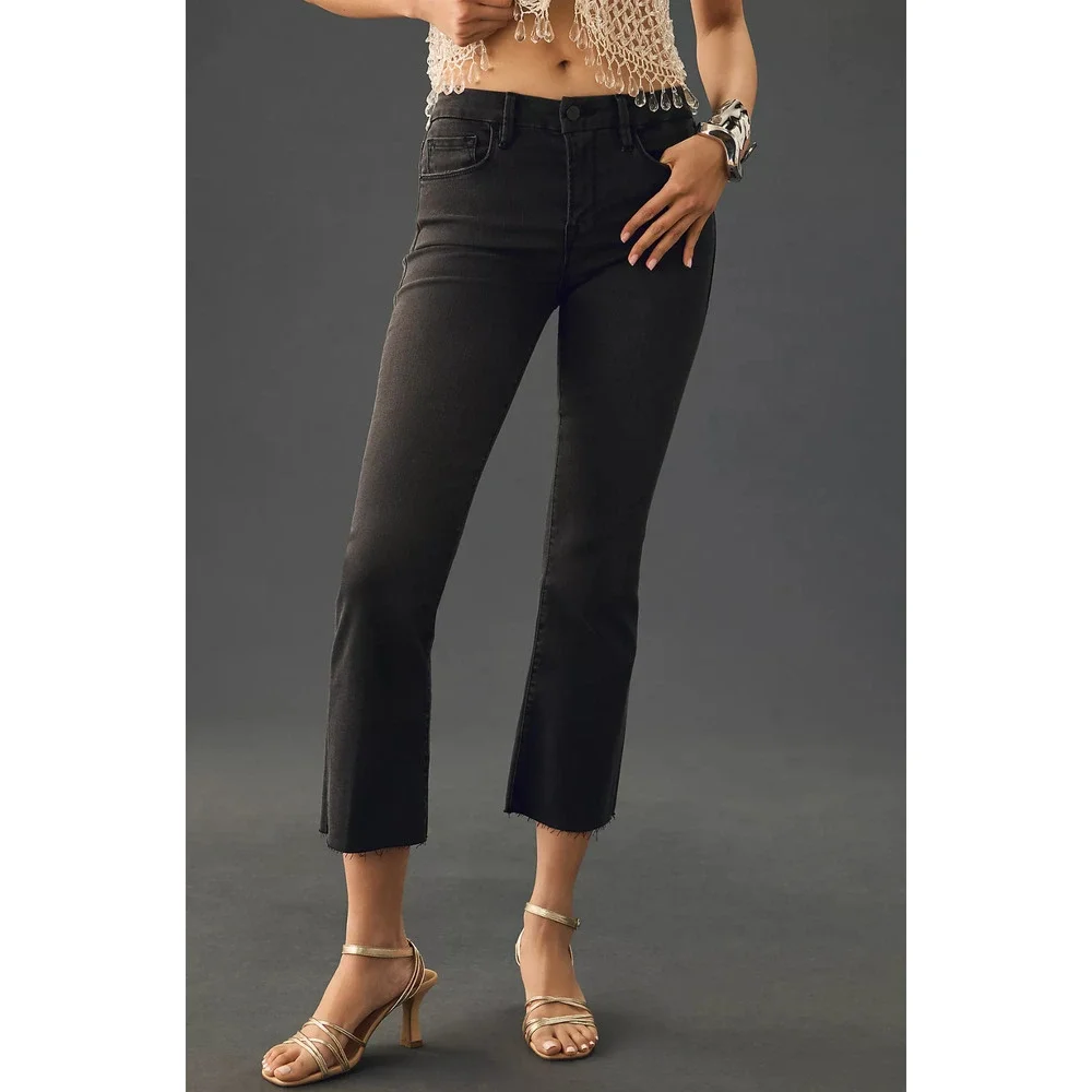 NWT FRAME Le Crop Mini Black Boot Cut Jeans - 26 waist